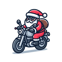 Obraz premium SANTA RIDE ON MOTORBIKE CARTOON DESIGN LOGO PNG