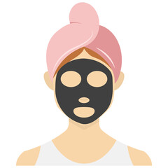 Vector illustration of black face mask icon sign and symbol. colored woman icons for website design .Simple design on white background.