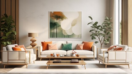 Cozy living room with sofa 