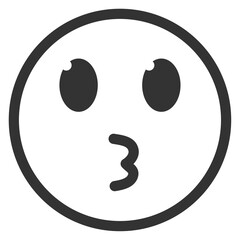 Vector illustration of kiss emoticons. icon in dark color for website design .Simple design on transparent background (PNG).