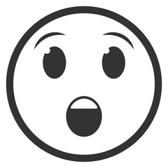 Vector illustration of very surprised emoticons. icon in dark color for website design .Simple design on transparent background (PNG).