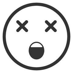 Vector illustration of suddenly sick emoticons. icon in dark color for website design .Simple design on transparent background (PNG).