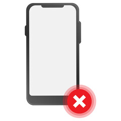 Fototapeta premium Vector illustration of smartphone no approval icon sign and symbol. colored icons for website design .Simple design on Transparent background (PNG).