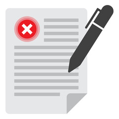 Vector illustration of write document no approval icon sign and symbol. colored icons for website design .Simple design on Transparent background (PNG). - obrazy, fototapety, plakaty