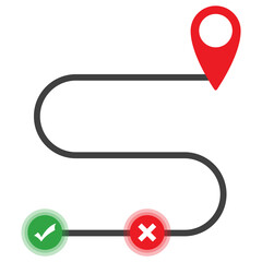 Vector illustration of location track no approval icon sign and symbol. colored icons for website design .Simple design on Transparent background (PNG).