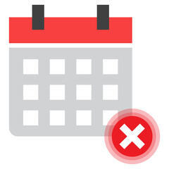 Obraz premium Vector illustration of wrong calendar icon sign and symbol. colored icons for website design .Simple design on Transparent background (PNG).