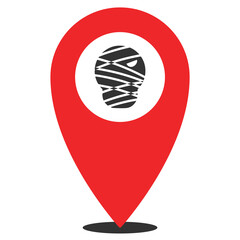 Vector illustration of Halloween location. Simple icon in red color on White background.