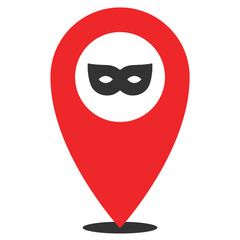 Vector illustration of nightlife location. Simple icon in red color on White background.