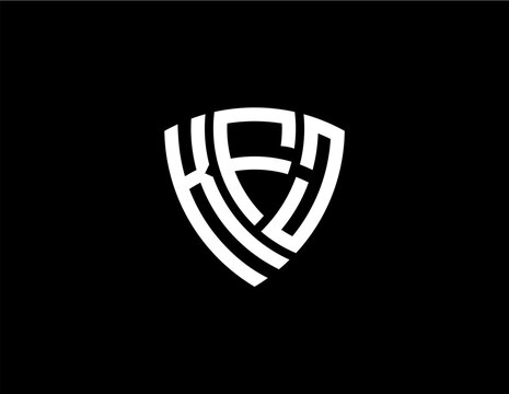 KFJ creative letter shield logo design vector icon illustration