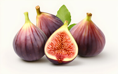 Obraz premium Fresh figs isolated on a white background. 