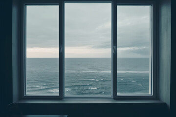 View of the sea from the window of a house on the beach