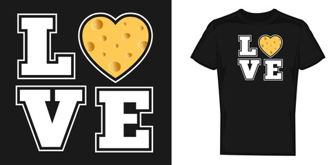 Funny cheese food lover t-shirt design vector template - obrazy, fototapety, plakaty