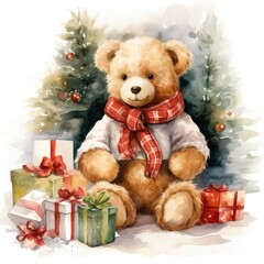 Adorable Teddy Bear Holding Presents