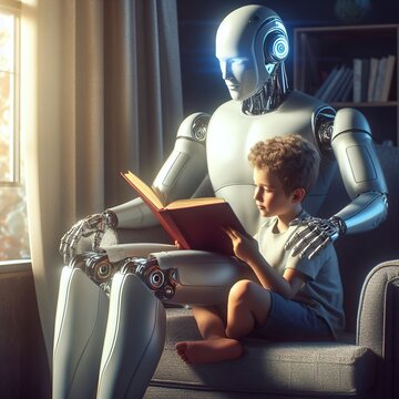 ai education teacher robotic child school risks risk virtual school - ai generated
