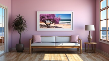 Elegant Living Room with Coastal Artwork