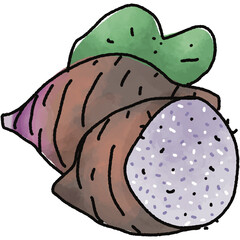 Taro illustration. Doodle vegetable. food ingredient. menu board