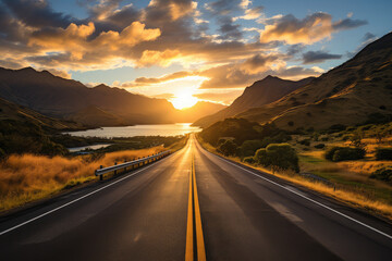 Street view at sunset