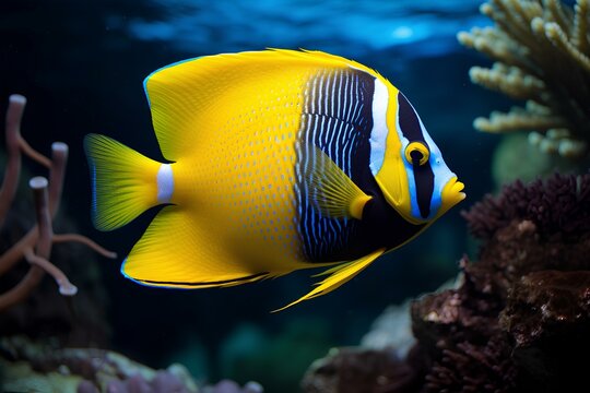 Angel fish in natural forest environment. Wildlife photography