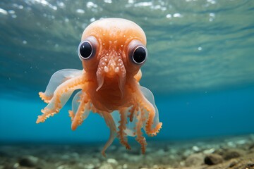 dumbo octopus in ocean natural environment. Ocean nature photography - obrazy, fototapety, plakaty