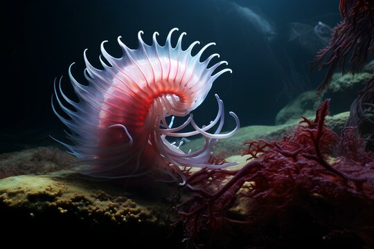 fanworm in ocean natural environment. Ocean nature photography