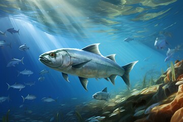 herring  in ocean natural environment. Ocean nature photography