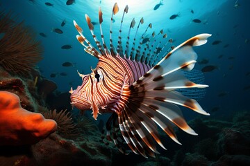 Naklejka na ściany i meble lion fish in ocean natural environment. Ocean nature photography