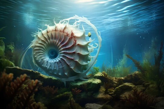 nautilus in ocean natural environment. Ocean nature photography