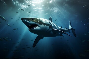 requiem shark in ocean natural environment. Ocean nature photography - obrazy, fototapety, plakaty