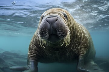 walrus in ocean natural environment. Ocean nature photography