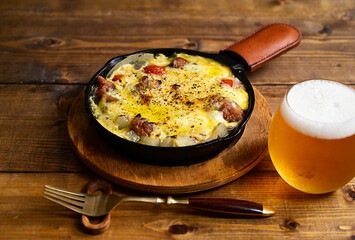 唐揚げの卵チーズとじ