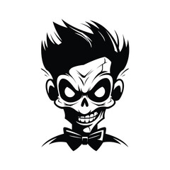 Black and white drawing of zombie
