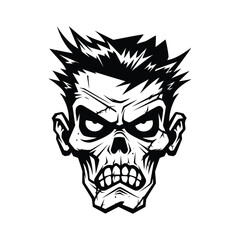 Black and white drawing of zombie