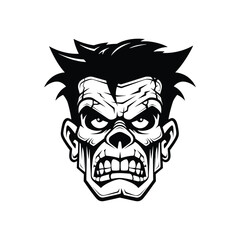 Black and white drawing of zombie