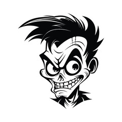 Black and white drawing of zombie