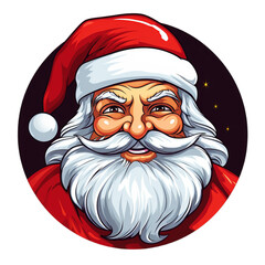 Santa Claus Face in Cartoon funny style sticker.