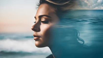 Girl Side profile face and ocean double exposure portrait © Kamlesh Kungiri
