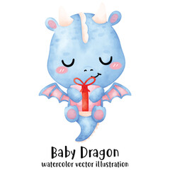 Cute dragon in Christmas. Pink christmas. Year of the dragon