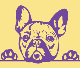 French Bulldog Head Illustration in Duotone Style