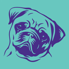 Obraz premium Pug Head Illustration in Duotone Style