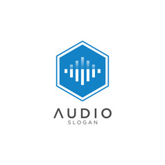 Sound wave and music equalizer logo vector design. Modern audio icon