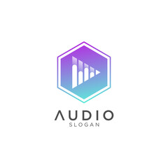 Sound wave and music equalizer logo vector design. Modern audio icon