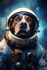 Generative AI : Dog space ranger photographic - obrazy, fototapety, plakaty