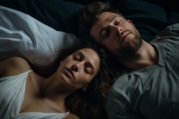 Generative AI : The woman in yawning while the man is sleeping