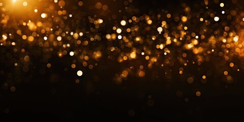 Obraz na płótnie Canvas Golden elegance. Glowing abstract bokeh .Parkling holiday background. Festive radiance. Shining abstract illustration for celebrations. Enigmatic sparkle. Black and gold magical night design