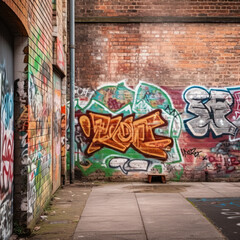 A graffiti tag on a brick wall

