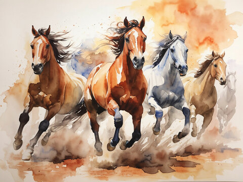 A Painting of Running Horses