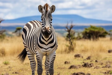 Generative AI : Zebras are several species of African equids - obrazy, fototapety, plakaty