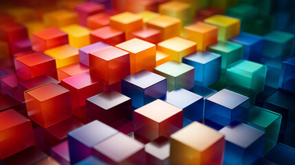 A rainbow of colored cubes