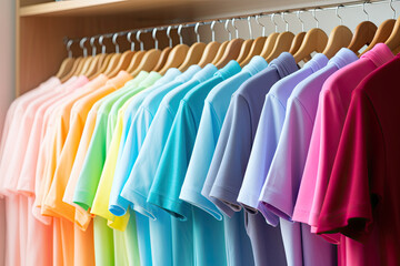 Obraz premium colorful t shirts hanging on racks