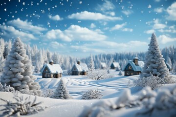 winter landscape with snow covered houses